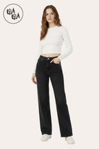 All-Over Sparkle Rhinestone Stretchy Dad Fit Jeans in Black