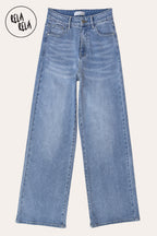 Viral Stretchy Dad Fit Jeans with All-Over Diamantes in Blue