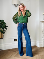 Jamila - Lurex Blouse - Green and Gold