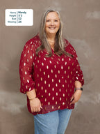 Jamila Lurex Shirt - Burgundy and Gold