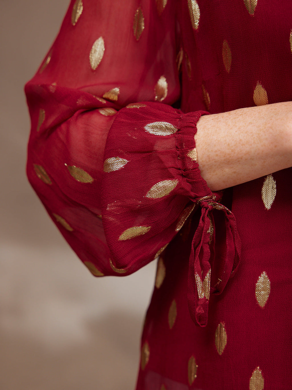 Jamila Lurex Shirt - Burgundy and Gold