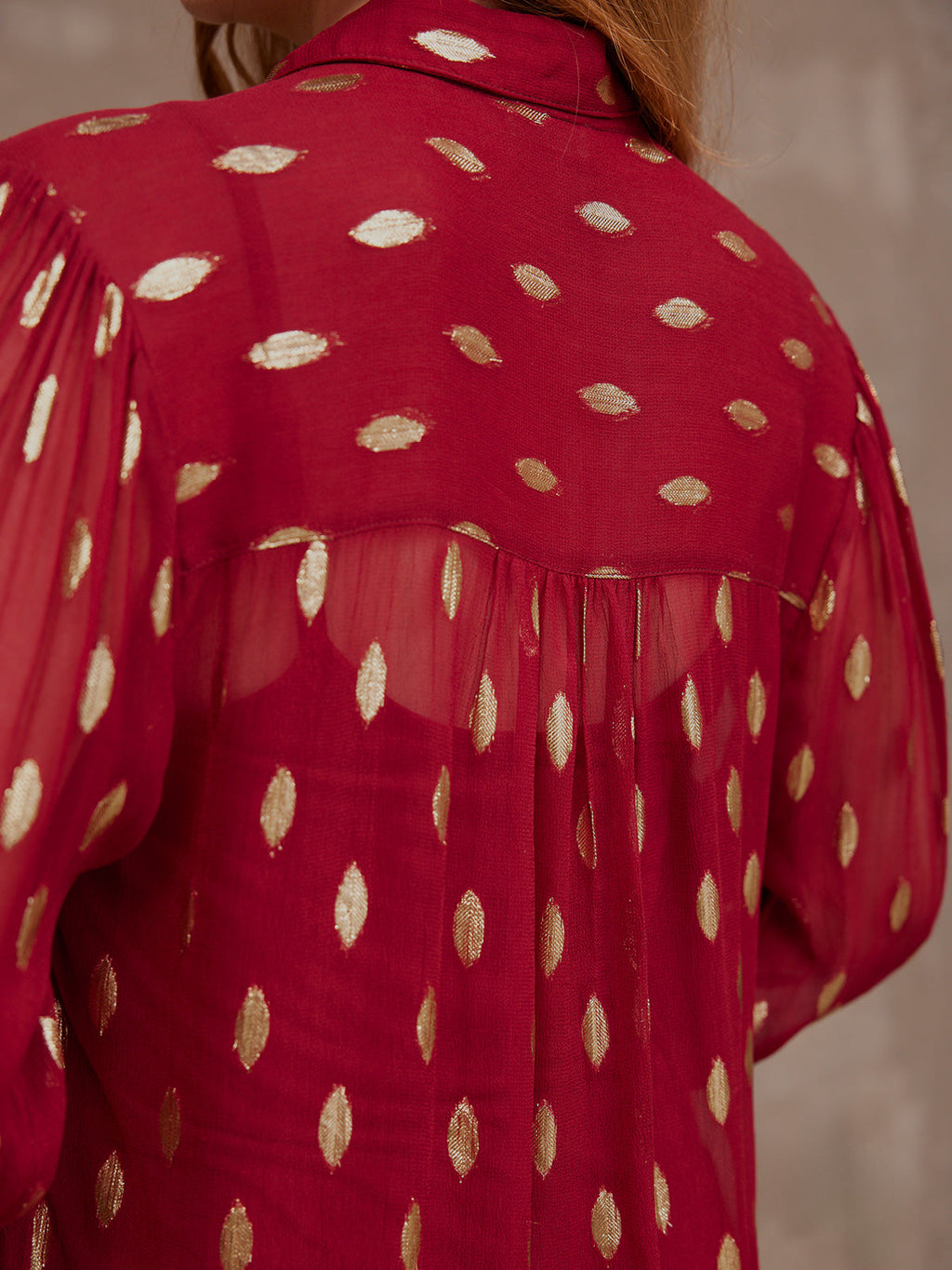 Jamila Lurex Shirt - Burgundy and Gold