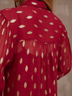 Jamila Lurex Shirt - Burgundy and Gold