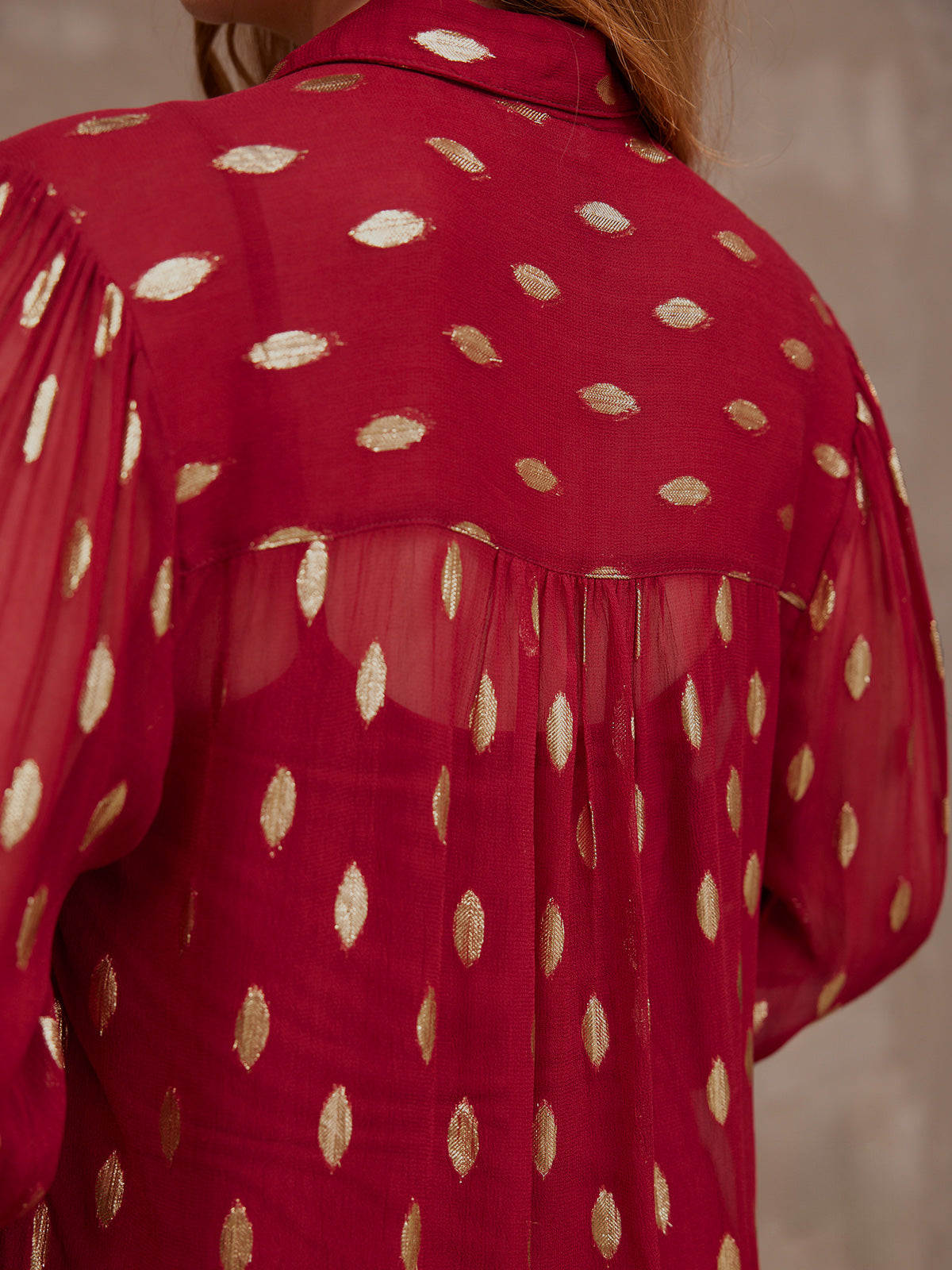 Jamila Lurex Shirt - Burgundy and Gold