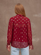 Jamila Lurex Shirt - Burgundy and Gold