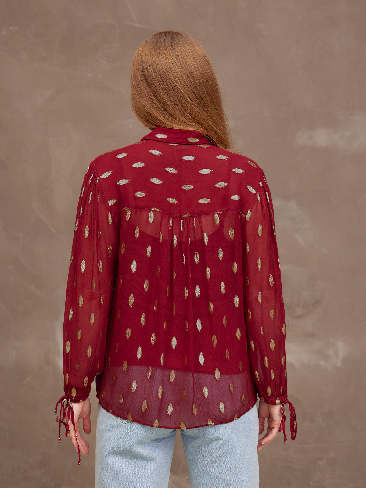 Jamila Lurex Shirt - Burgundy and Gold