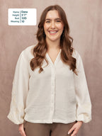 Jayne Embroidered Sleeve Blouse - Ecru