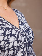 Joanna Bias Cut Dress - Monochrome Floral