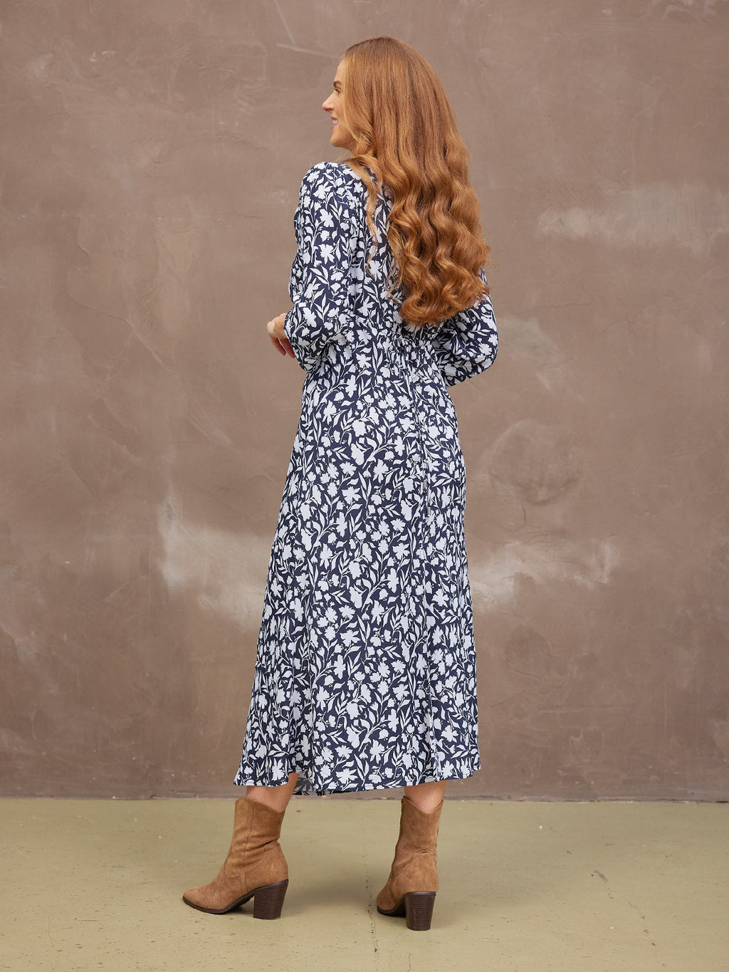 Joanna Bias Cut Dress - Monochrome Floral