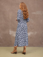 Joanna Bias Cut Dress - Monochrome Floral