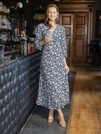 Joanna Bias Cut Dress - Monochrome Floral