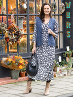 Joanna Bias Cut Dress - Monochrome Floral