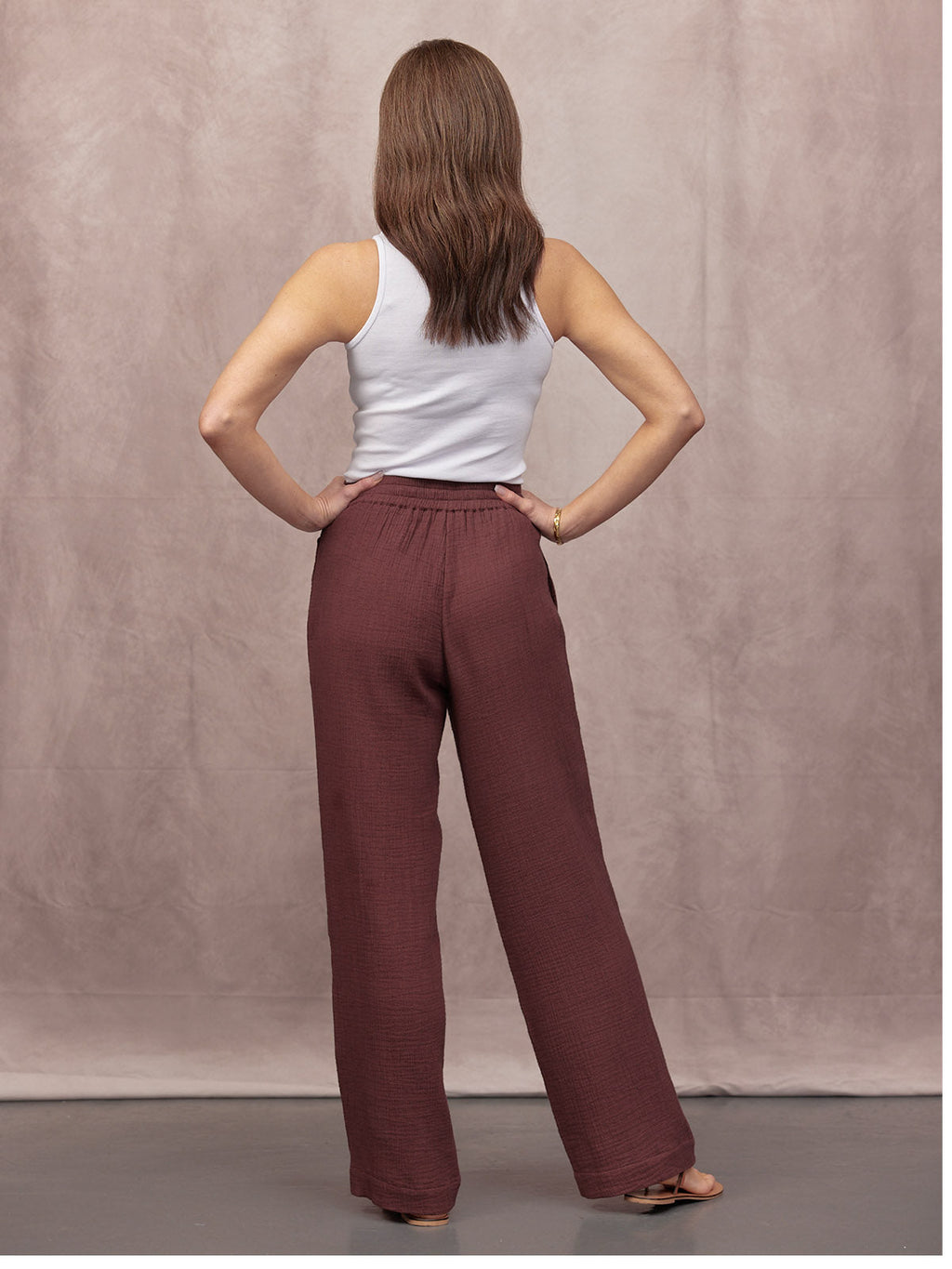 Joy Cotton Crinkle Trouser - Brown