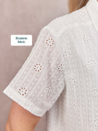 Kari Broderie Short Sleeve Shirt - White