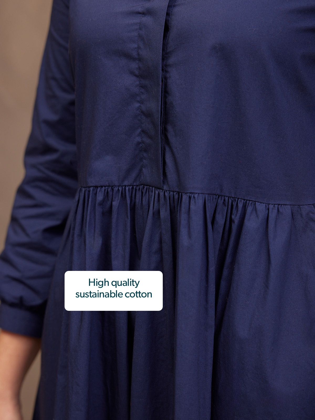 Katrina Cotton Shirt Dress - Navy