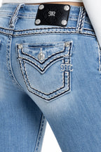 Cleo Stitched Low Rise Bootcut Jeans