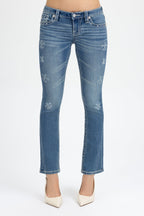 Scattered Fleur Low Rise Slim Bootcut Jeans