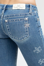 Scattered Fleur Low Rise Slim Bootcut Jeans