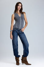 Giselle Double Waist Low Rise Slim Wide