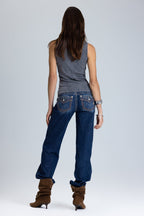 Giselle Double Waist Low Rise Slim Wide