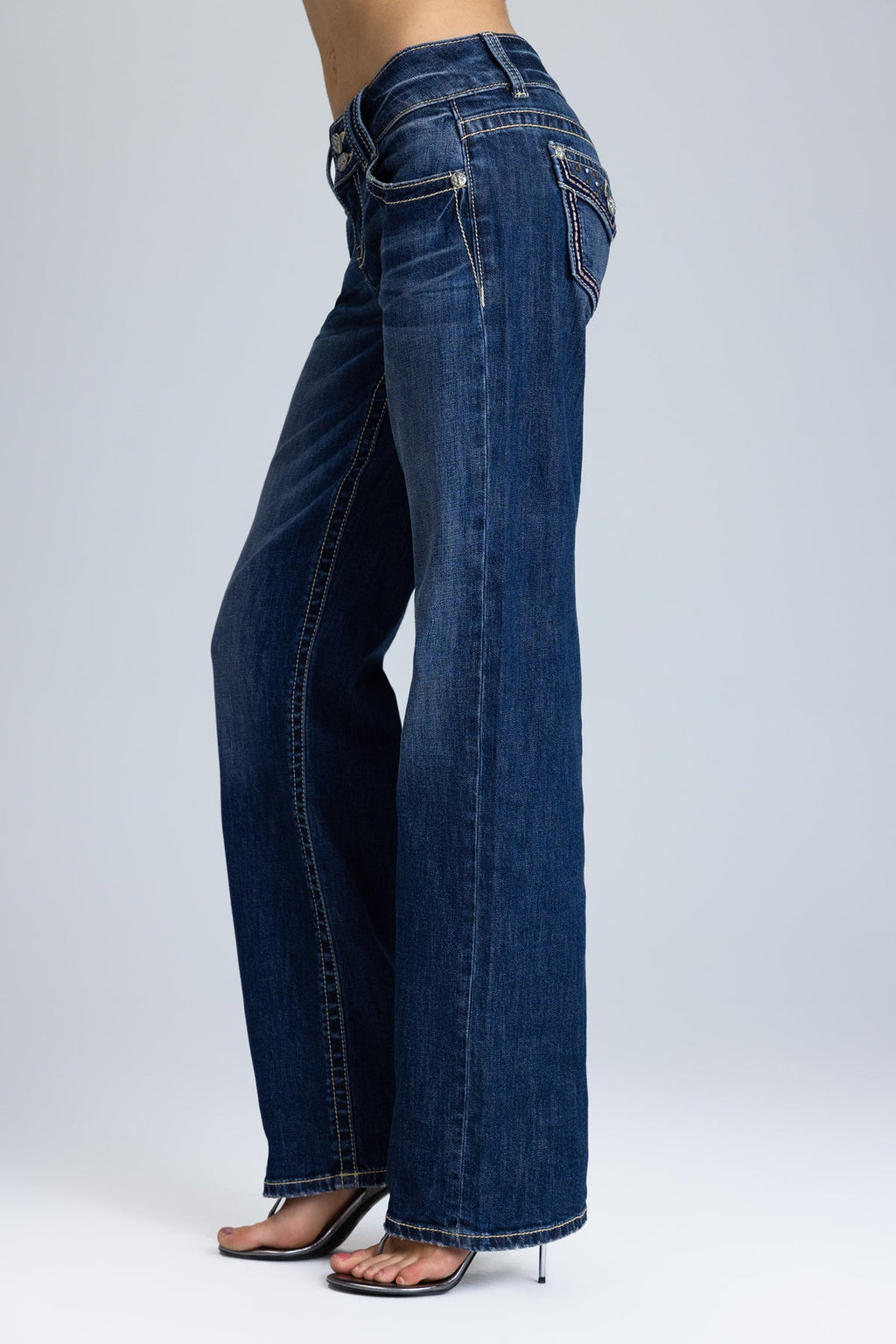Giselle Double Waist Low Rise Slim Wide