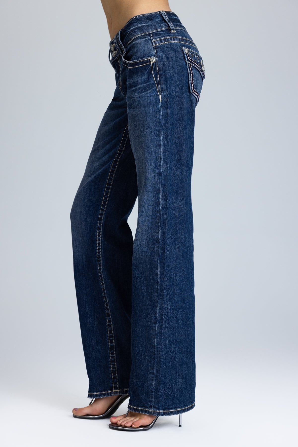 Giselle Double Waist Low Rise Slim Wide