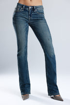 Kamryn Cross Low Rise Bootcut Jeans