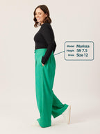 Lana - High Waisted Trousers - Green
