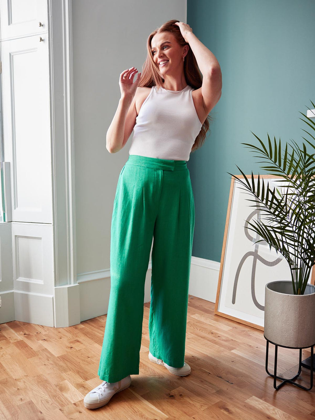 Lana - High Waisted Trousers - Green