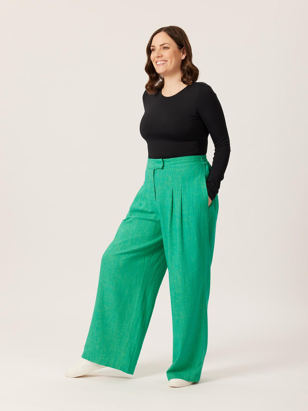 Lana - High Waisted Trousers - Green