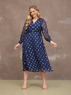 Libby Lurex Dress - Navy and Gold