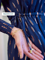 Libby Lurex Dress - Navy and Bronze / Silver
