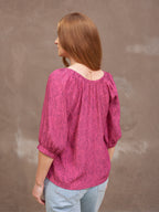 Lottie Top - Pink Abstract Dot Print