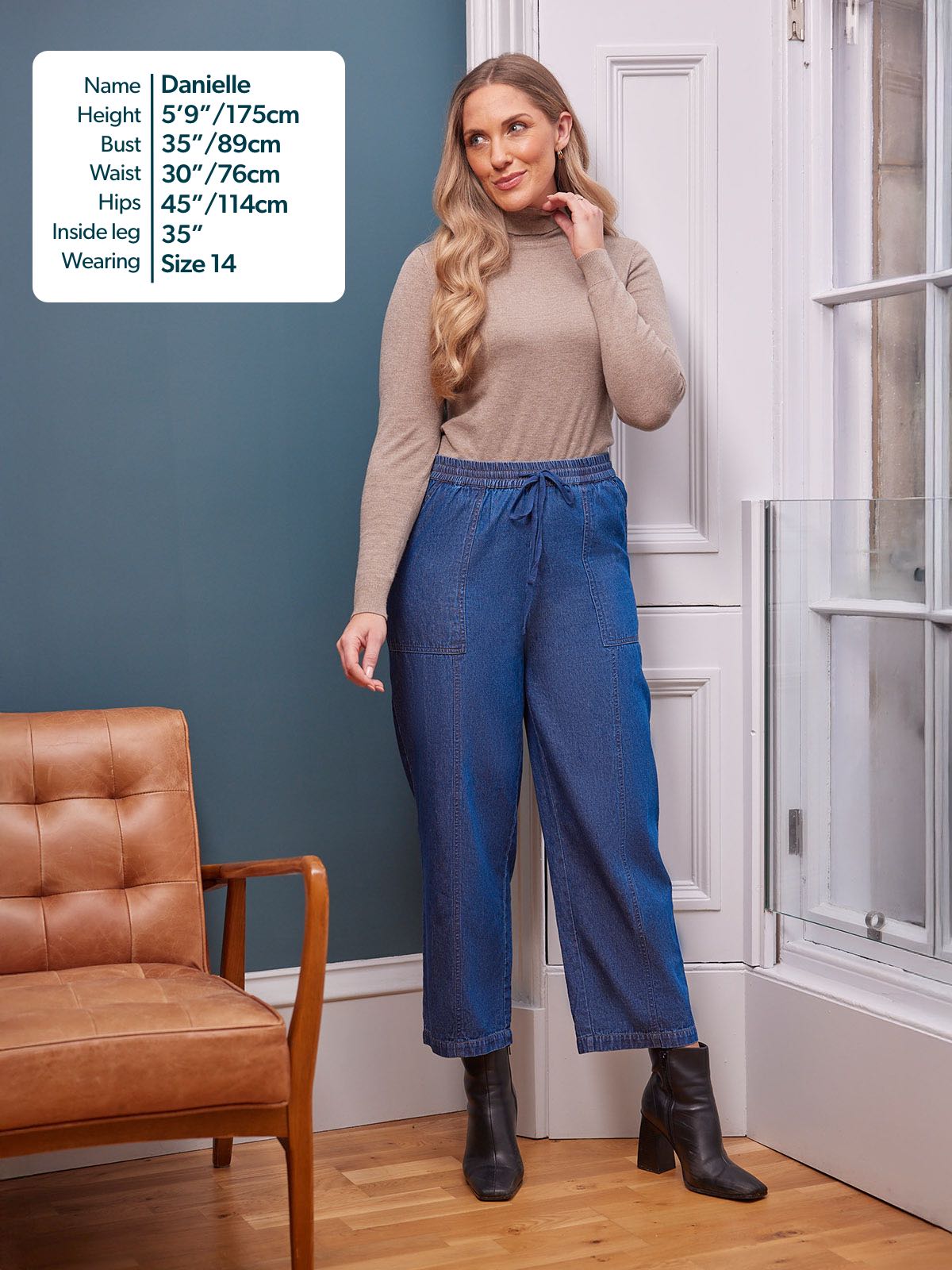 Lynn Drawcord Waist Trouser - Denim
