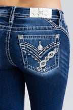 Nyah Cross Stitched Bootcut Jeans