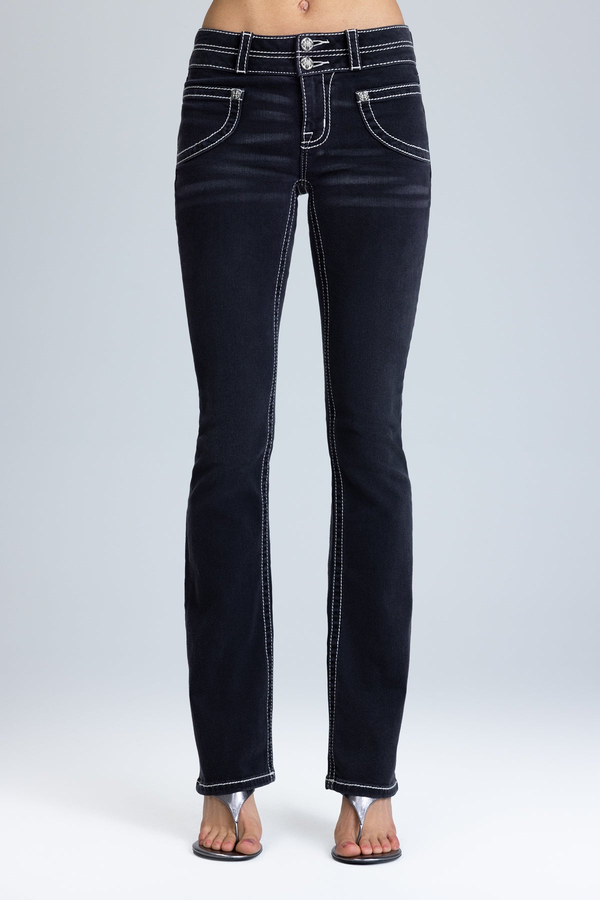 Ebony Stitched Bootcut Jeans