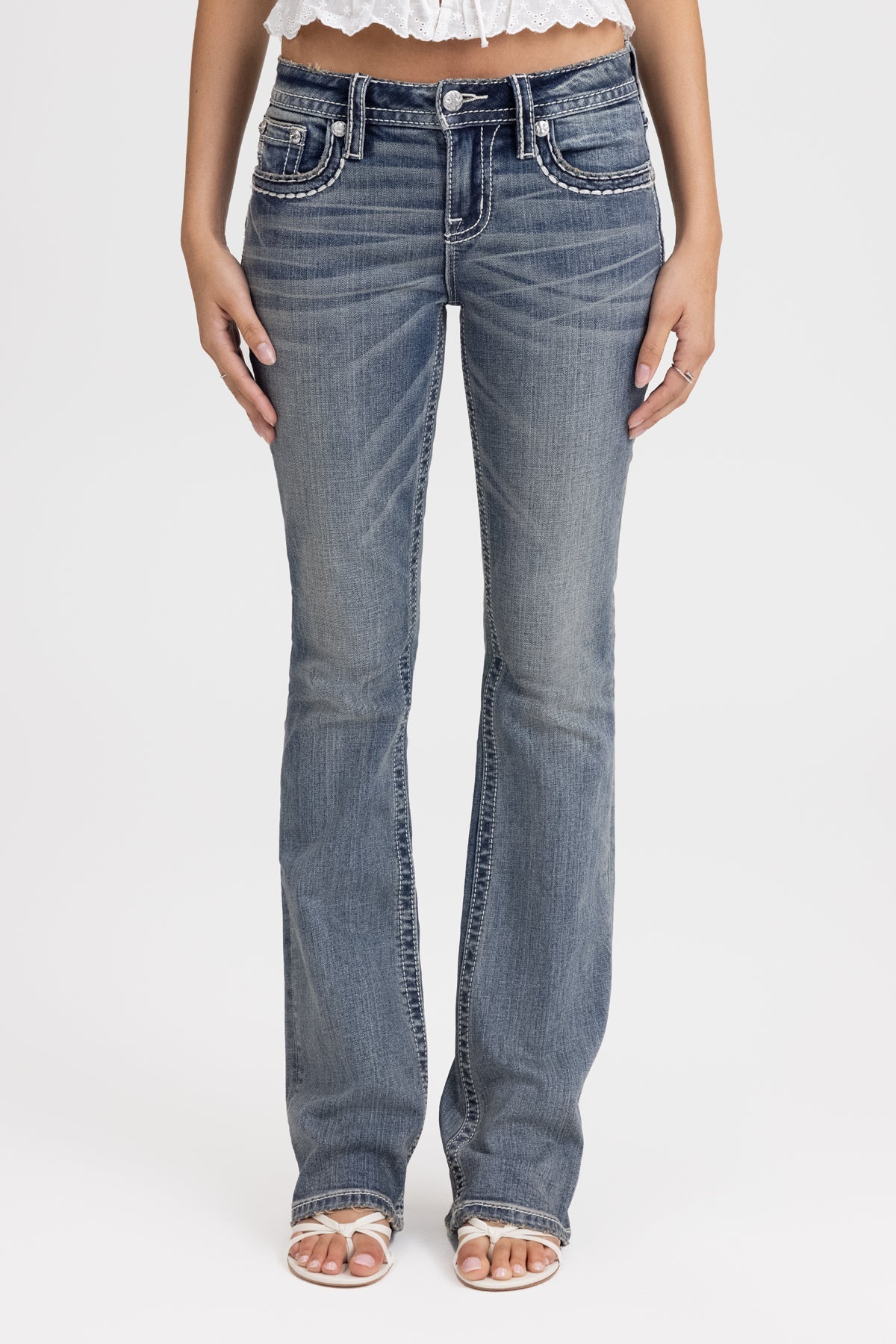 Sloane Stitched Bootcut Jeans