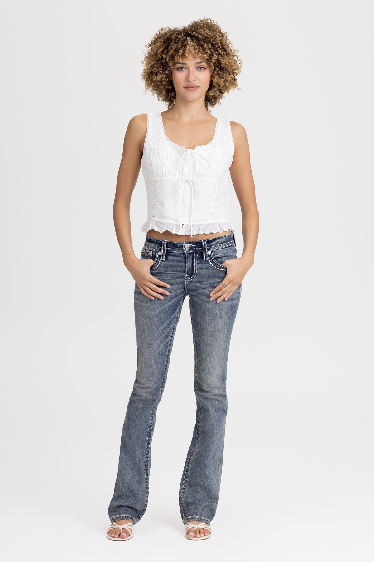Sloane Stitched Bootcut Jeans