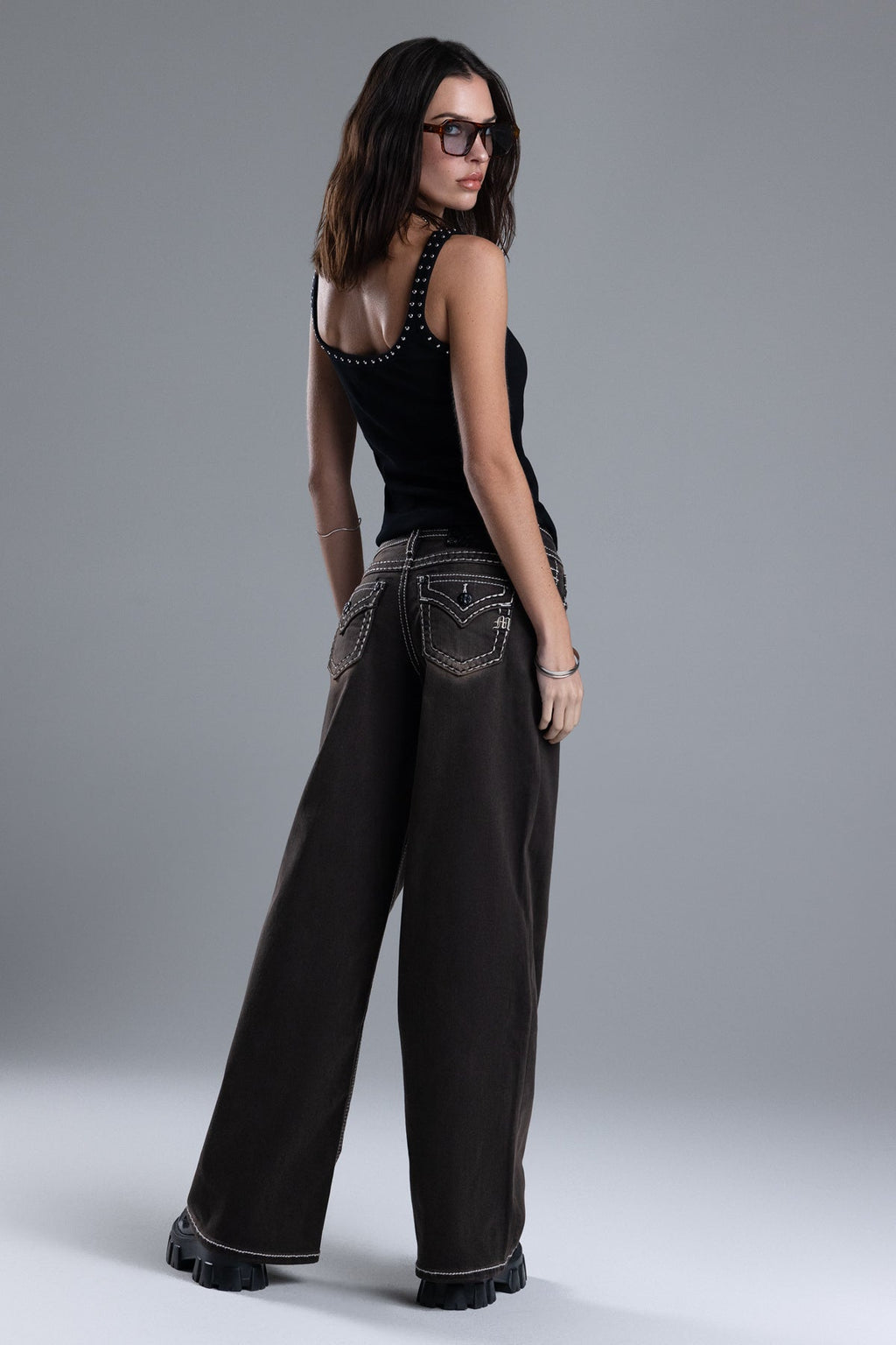 Sevryn Stitched Wide Leg Jeans