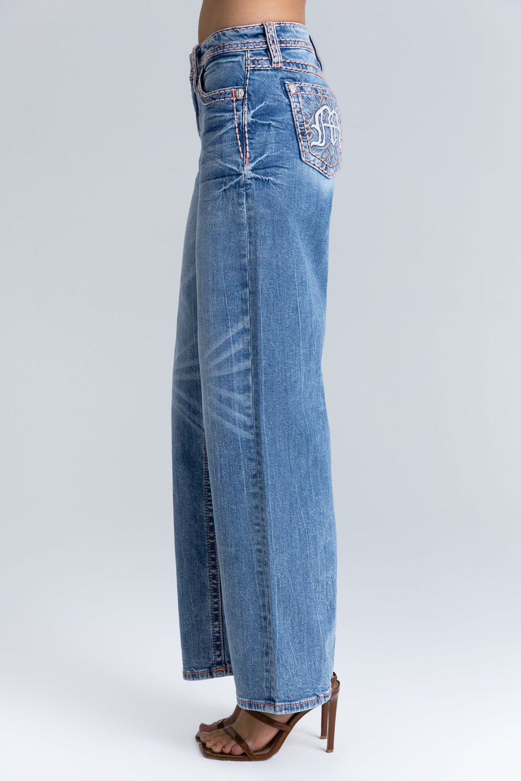 Electric Stitched Wide Leg Jeans