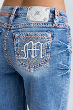 Electric Stitched Wide Leg Jeans