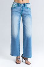 Velocity Stitched Wide Leg  Jeans