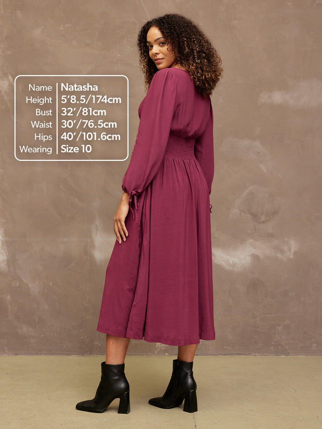 Maddie - V Neck Dress - Burgundy