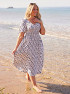 Maddie White Ditsy Print Midi Dress