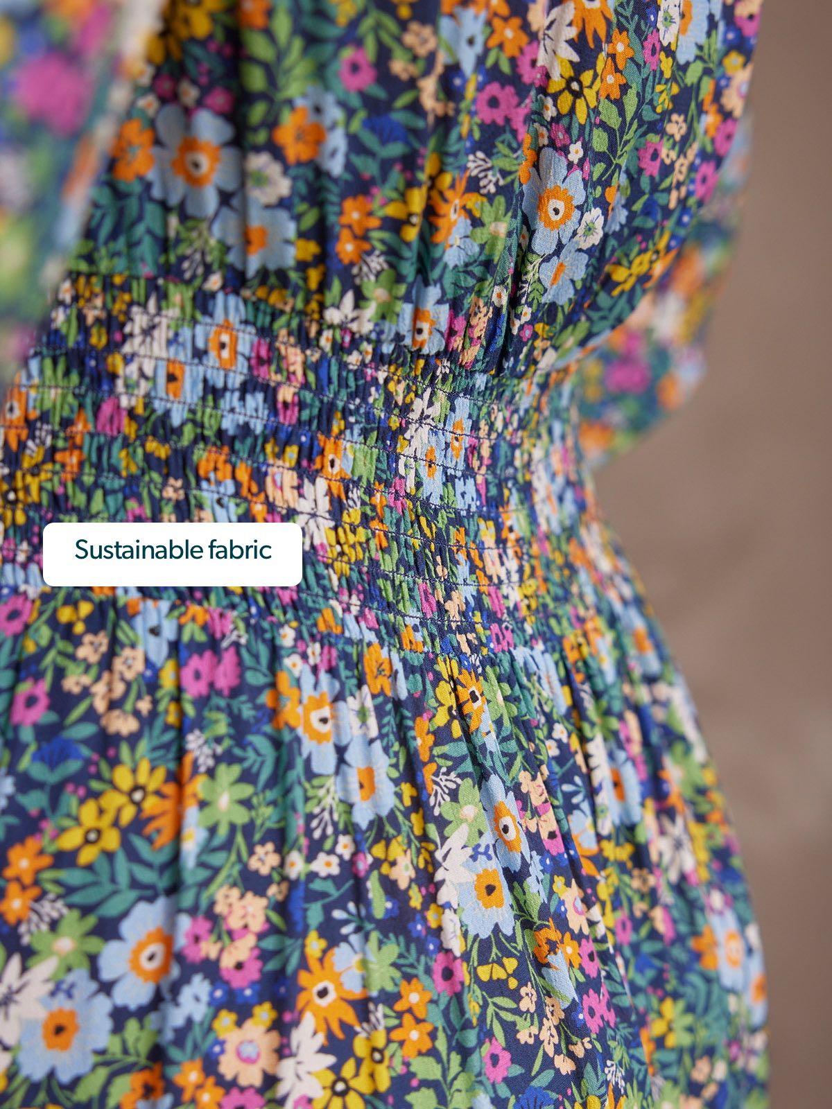 Maddie V-Neck Dress - Multi Coloured Floral