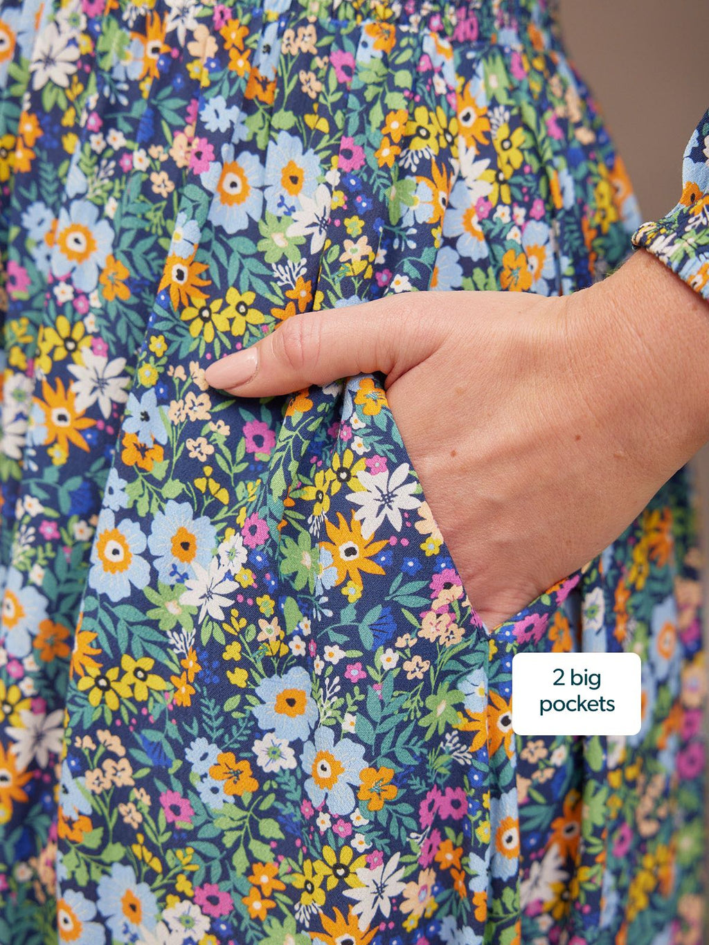 Maddie V-Neck Dress - Multi Coloured Floral
