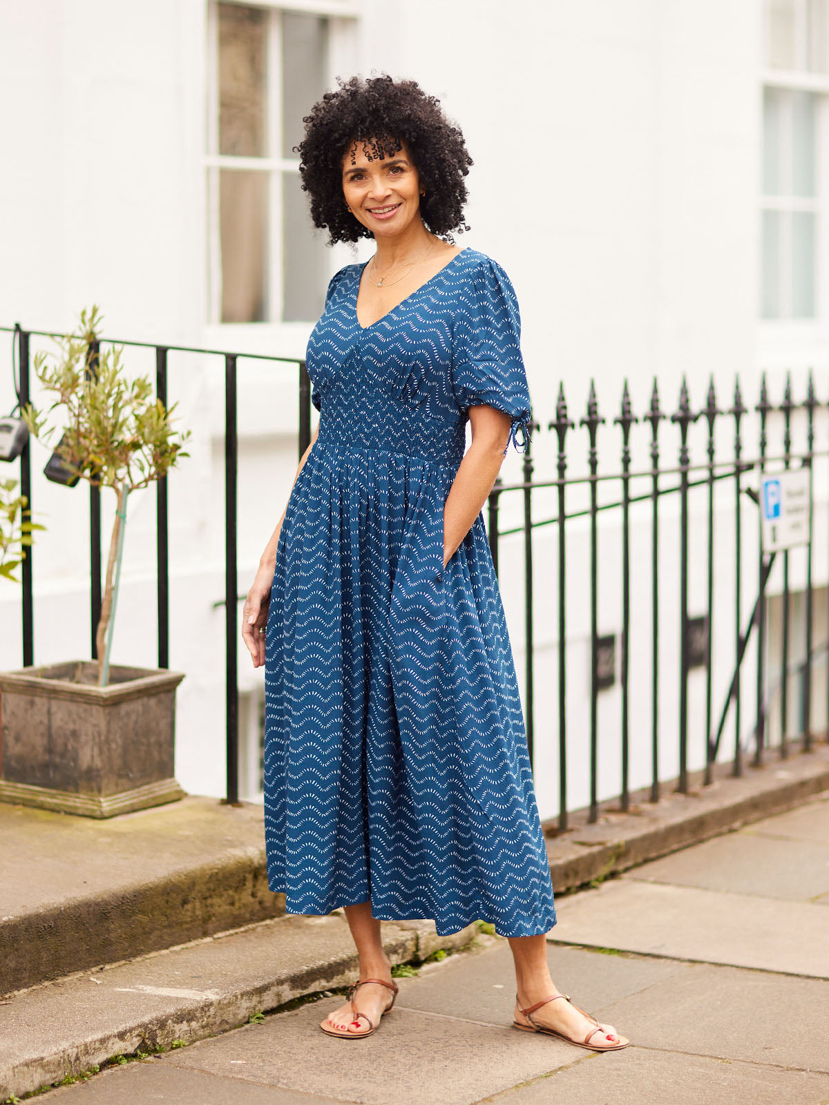 Maddie Wave Print Midi Dress