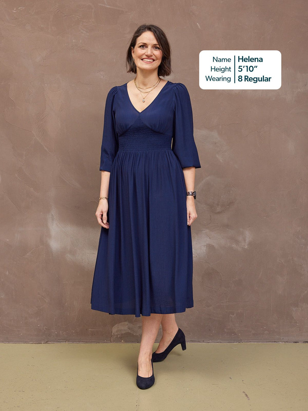 Maddie V-Neck Dress - Navy