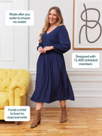 Maddie V-Neck Dress - Navy