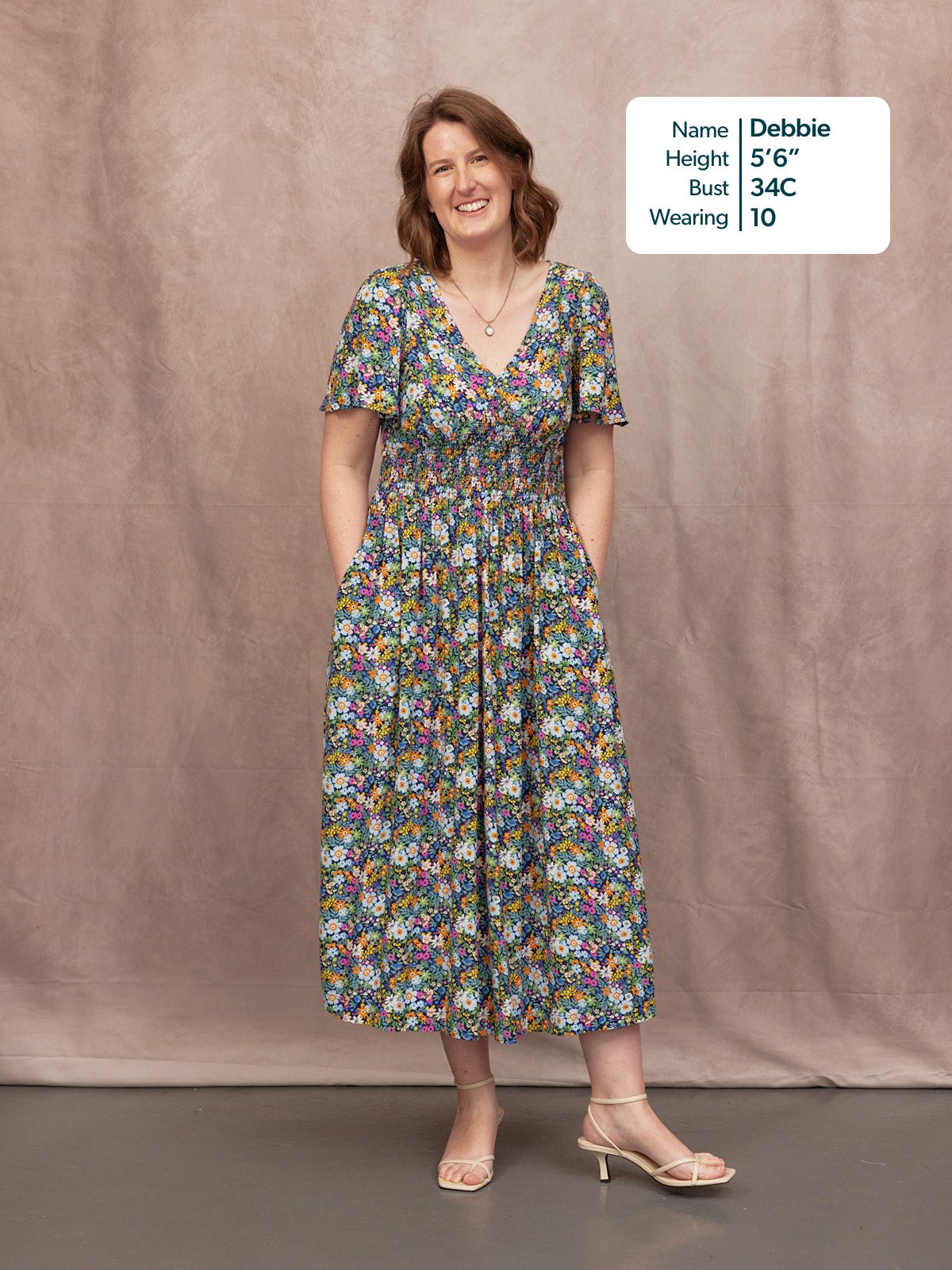 Maddie V-Neck Short Sleeve Dress - Multi-Coloured Floral Print